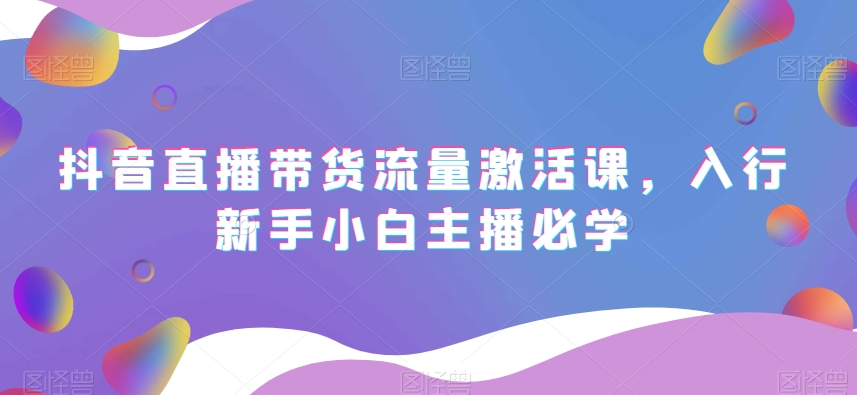 抖音直播带货流量激活课，入行新手小白主播必学-薪火元源库