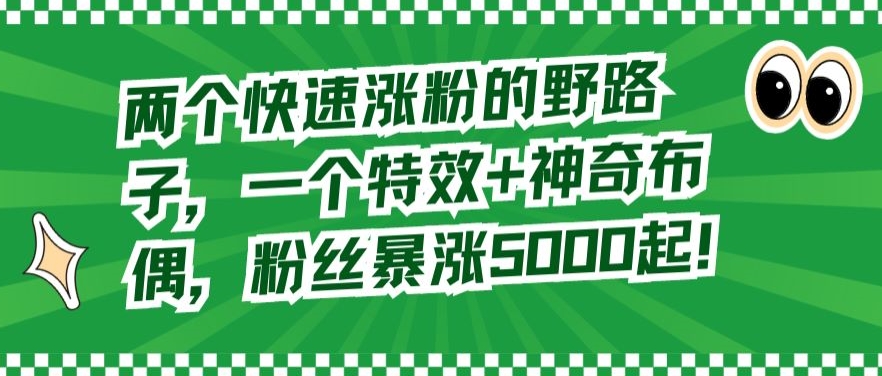 两个快速涨粉的野路子，一个特效+神奇布偶，粉丝暴涨5000起【揭秘】-薪火元源库