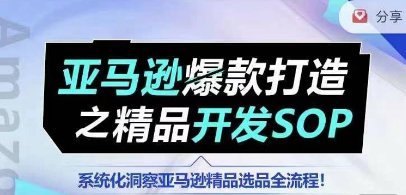 【训练营】亚马逊爆款打造之精品开发SOP，系统化洞察亚马逊精品选品全流程-第一资源库
