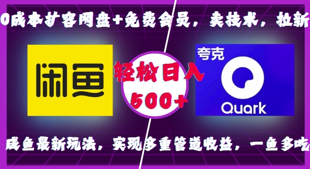 0成本扩容网盘+免费会员，卖技术，拉新，咸鱼最新玩法，实现多重管道收益，一鱼多吃，轻松日入500+-第一资源库