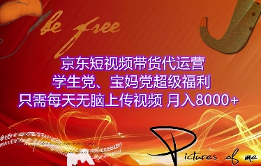 京东短视频带货代运营，学生党、宝妈党超级福利，只需每天无脑上传视频，月入8000+【仅揭秘】-第一资源库