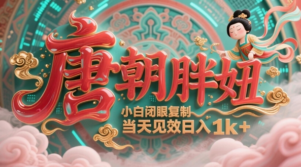 用AI克隆“唐朝胖妞”日更3条，平台疯狂推流，小白闭眼复制，当天见效，日入1k+-第一资源库