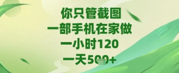 你只管截图，一部手机在家做，苹果安卓都可以，一天5张+【揭秘】-第一资源库