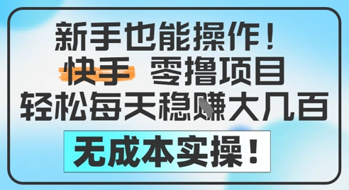 新手也能操作，快手零撸挣米，轻松每天挣2-5张，完全无成本-第一资源库