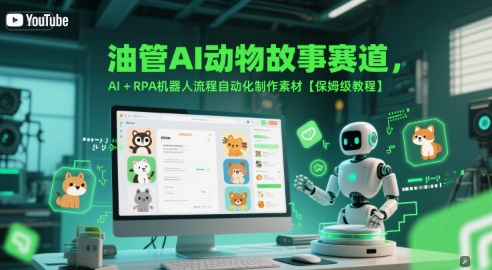 油管AI动物故事赛道，AI+RPA机器人流程自动化制作素材【保姆级教程】-第一资源库