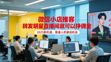 微信小店推客，转发明星直播间就可以挣佣金，2025新机遇，普通人的最佳机会-第一资源库